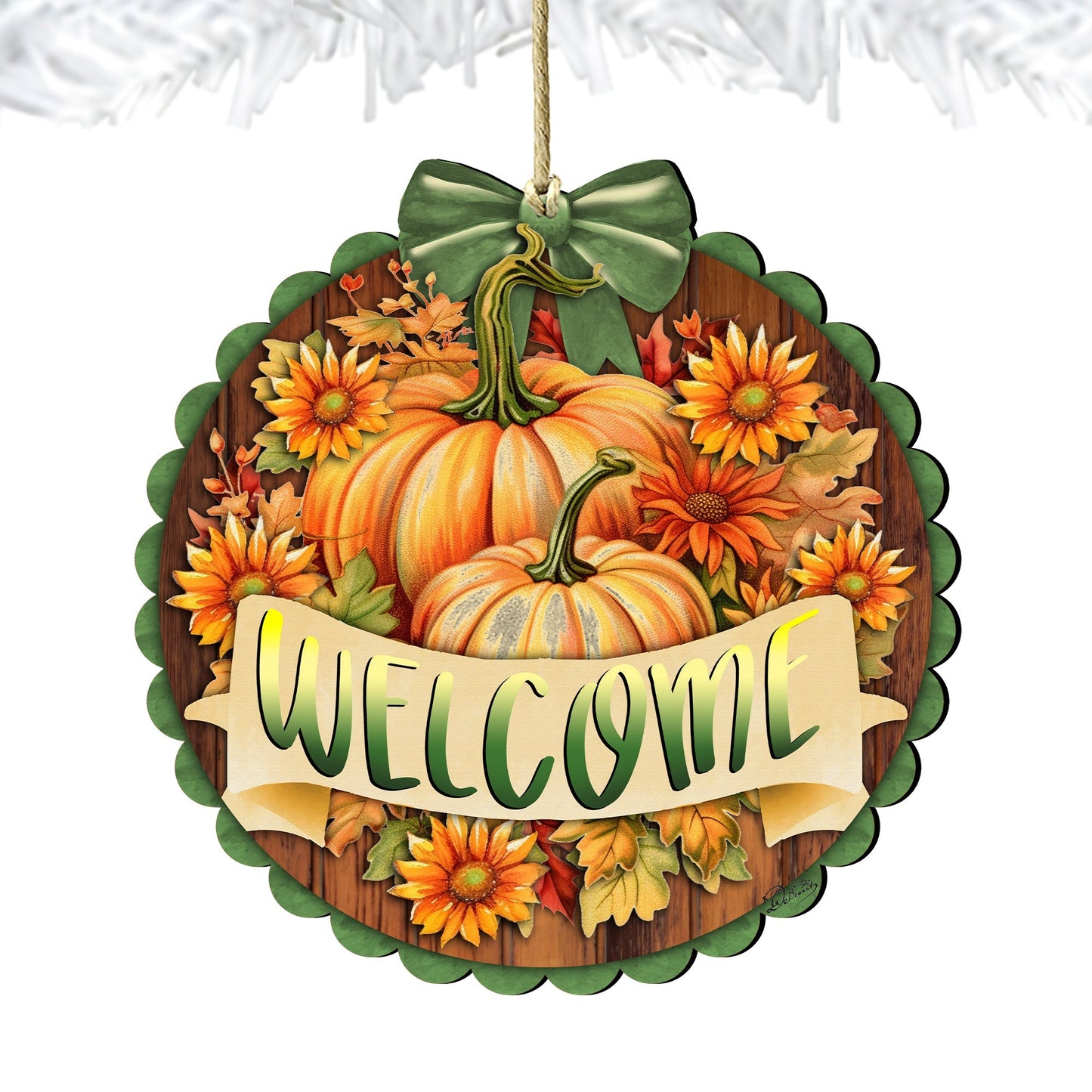 Welcome Wooden Ornaments by G. Debrekht Thanksgiving Halloween Decor - 933123
