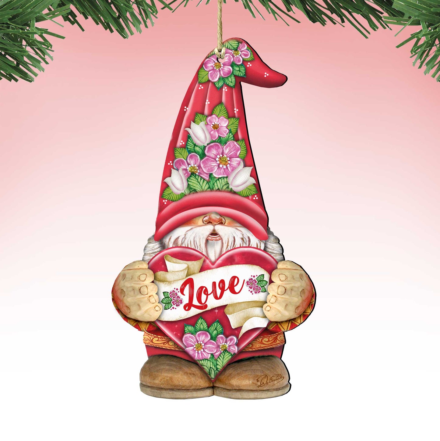 Love Gnome Wooden Ornaments by G.DeBrekht - Love Family Kids Decor - 8611018-S2