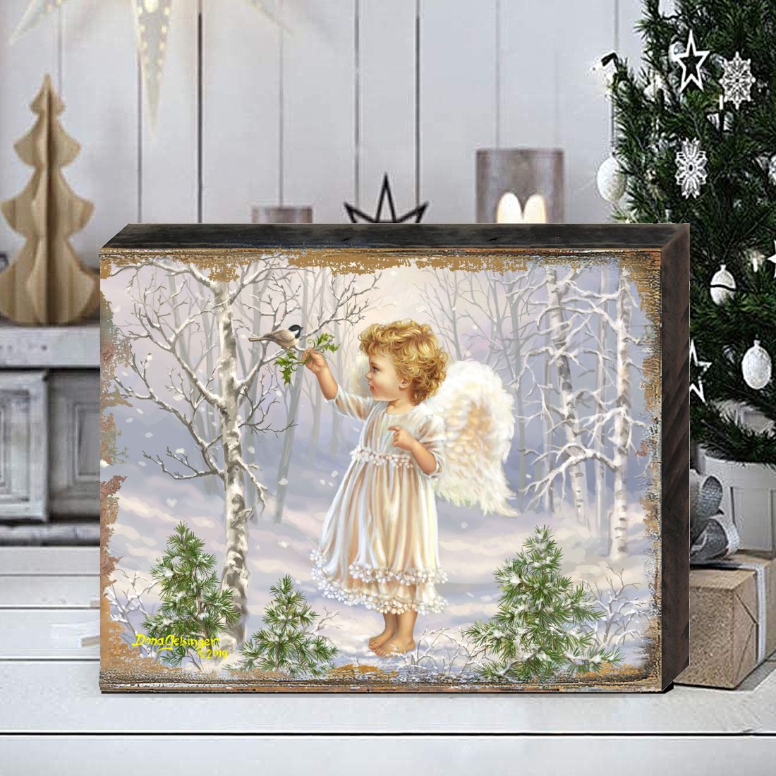 Little Winter Blessings Wooden Wall Art by D. Gelsinger - Nativity Holiday Decor - 95658B-1427