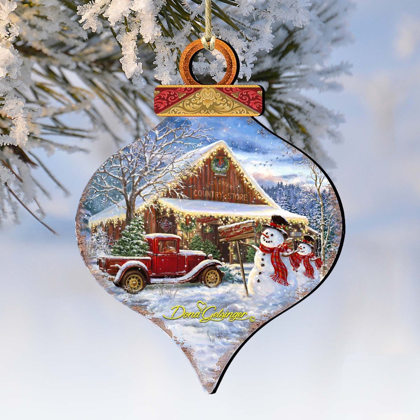 Country Store Christmas Drop Wooden Ornaments by Gelsinger - Christmas Decor - 8031022-1607