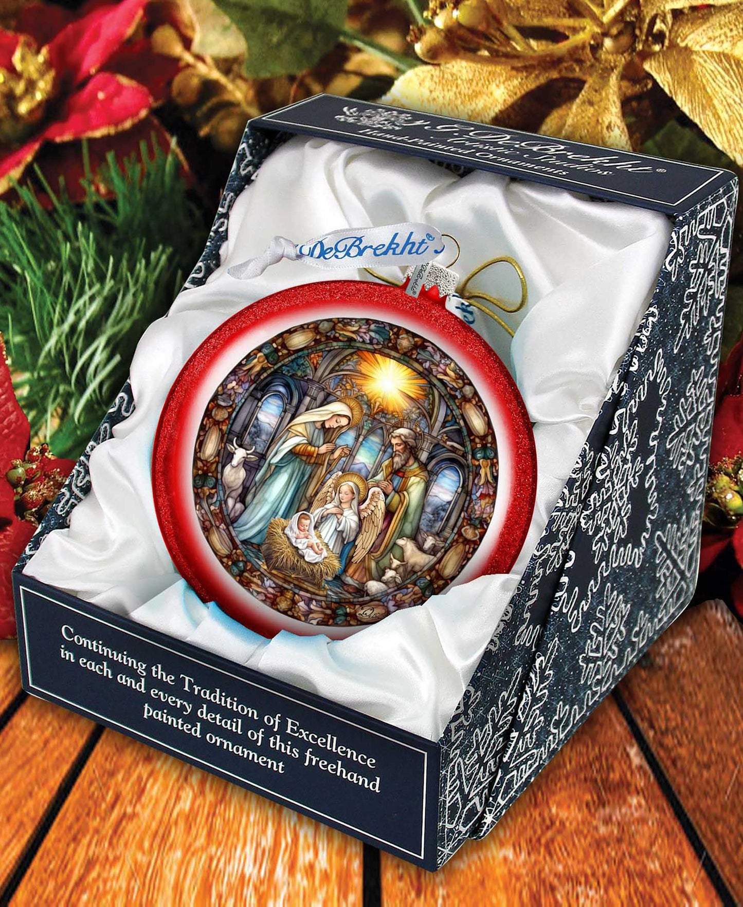 A Guiding Light Nativity Scene Ball Glass Ornament by G. Debrekht - Nativity Holiday Decor - 73566C
