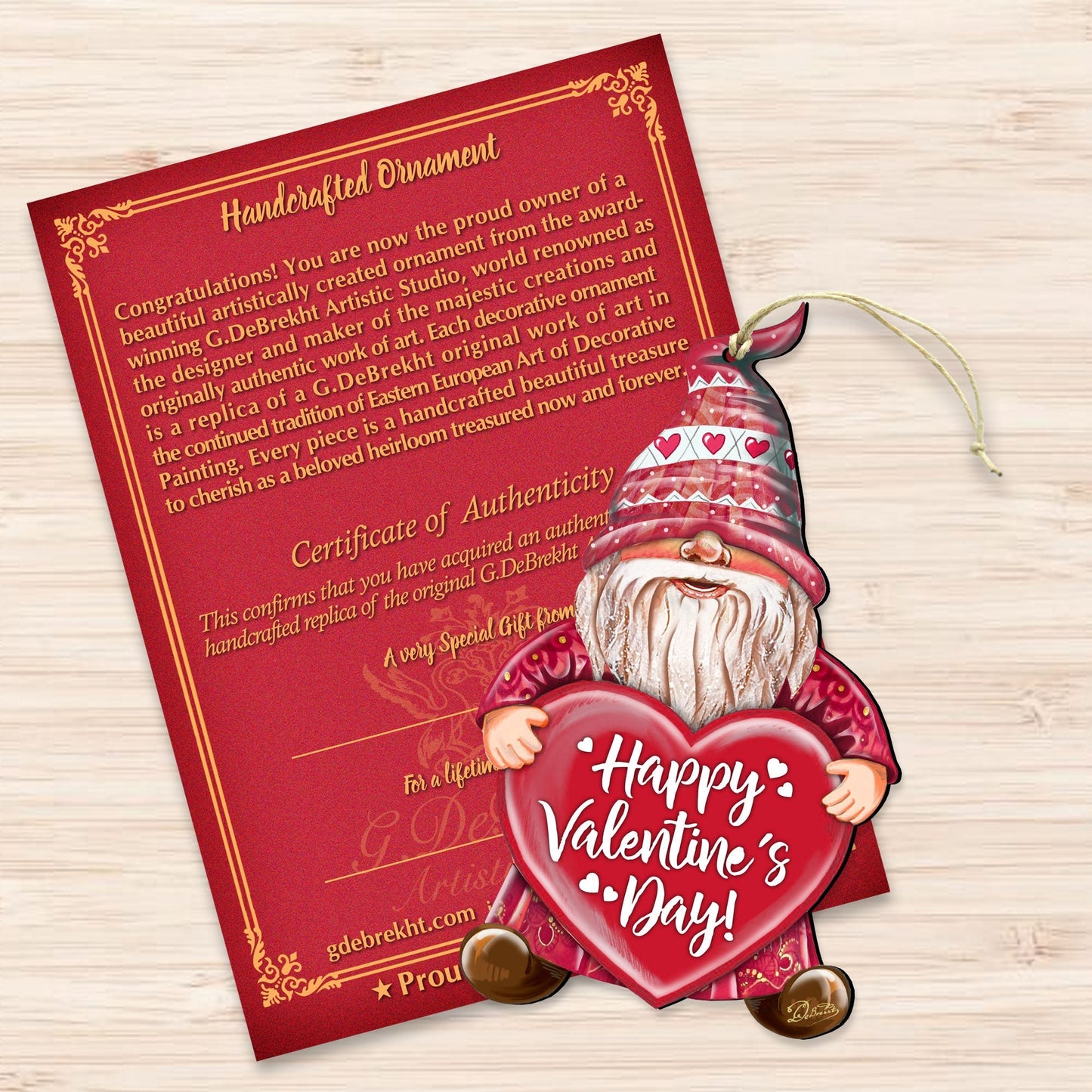 Valentine Gnome Wooden Ornaments by G.DeBrekht - Love Family Kids Decor - 8611020-S2