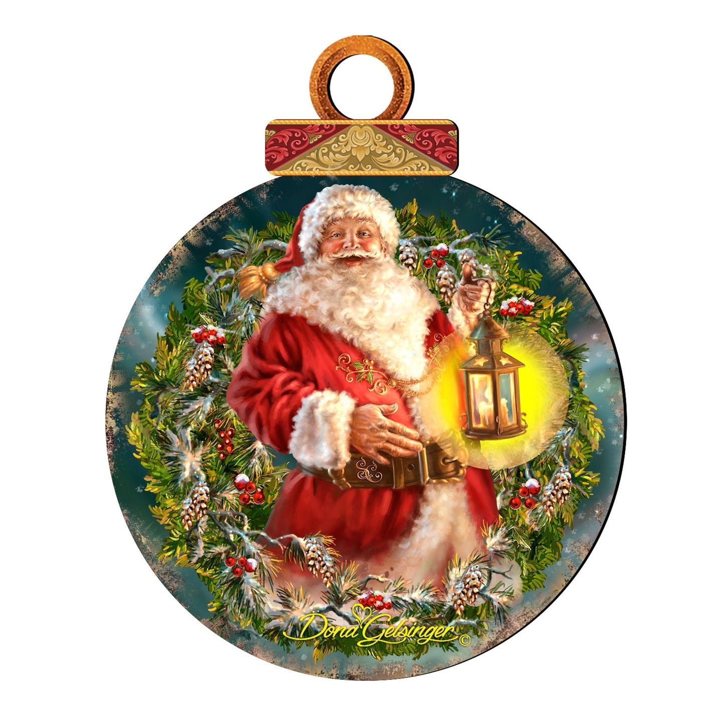 Enchanted Ball Christmas Wreath Santa Door Decor by D. Gelsinger - Christmas Santa Snowman Decor - 8021051H-1003