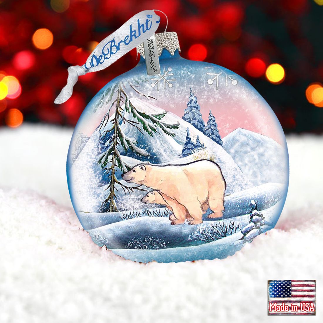 Polar Ice Ball Glass Ornament by G. DeBrekht - Wildlife Holiday Decor - 73411