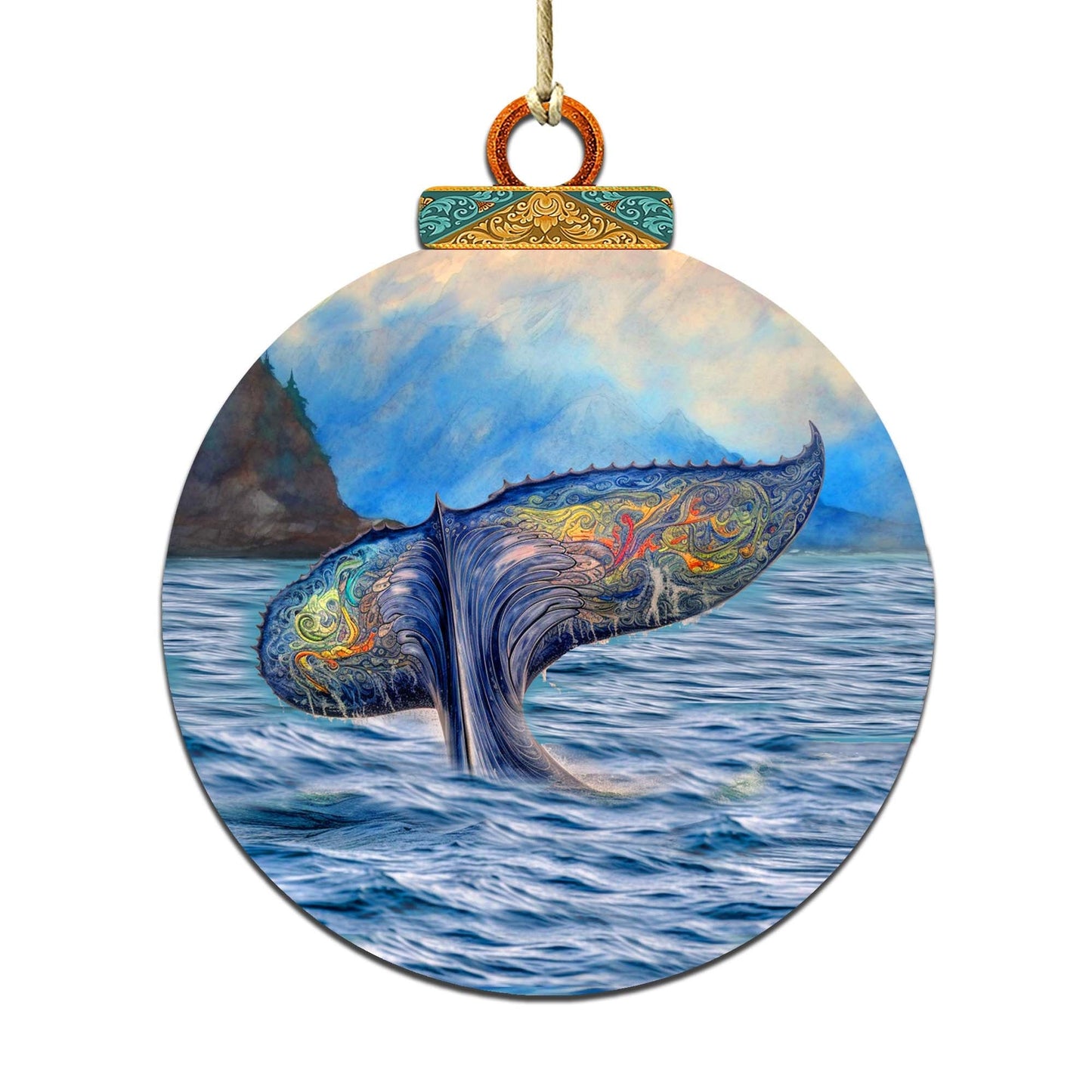 Rainbow Humpback's Tail Wooden Ornaments by G.Debrekht - Wildlife Holiday Decor - 870044