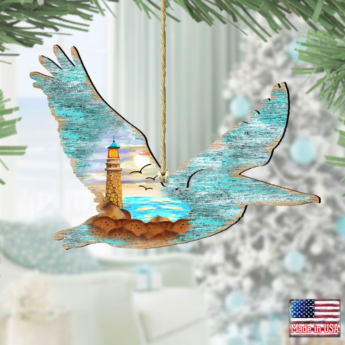 Pelican Wooden Ornaments by G. DeBrekht - Coastal Holiday Decor - 8198611