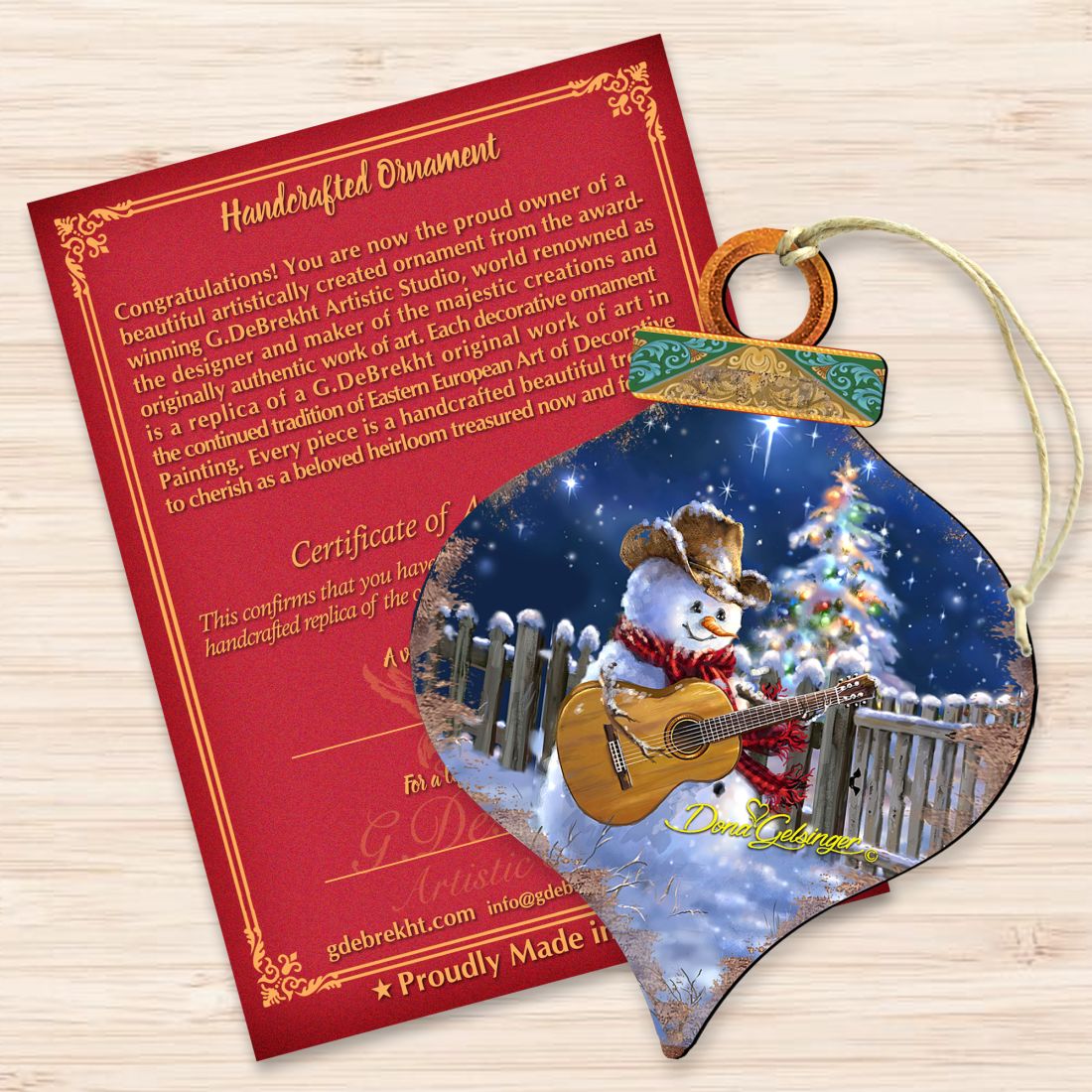 Guitarist Snowman Wood Ornament Dona Gelsinger Holiday Tree Ornament 8031120-1531