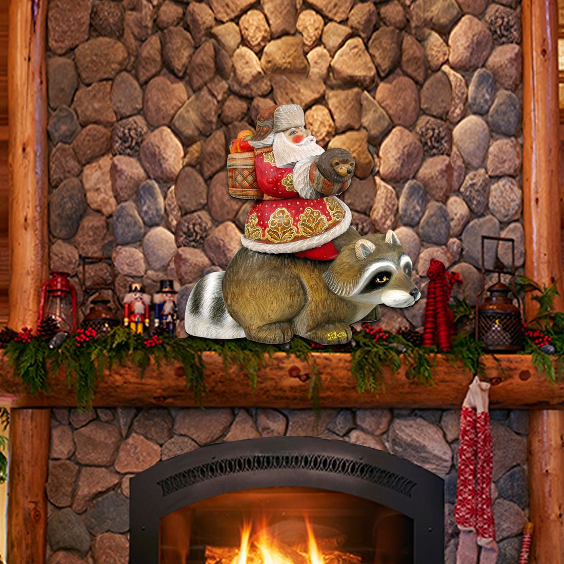 Raccoon Santa Christmas Door Decor by G. DeBrekht - Christmas Santa Snowman Decor - 8121636H