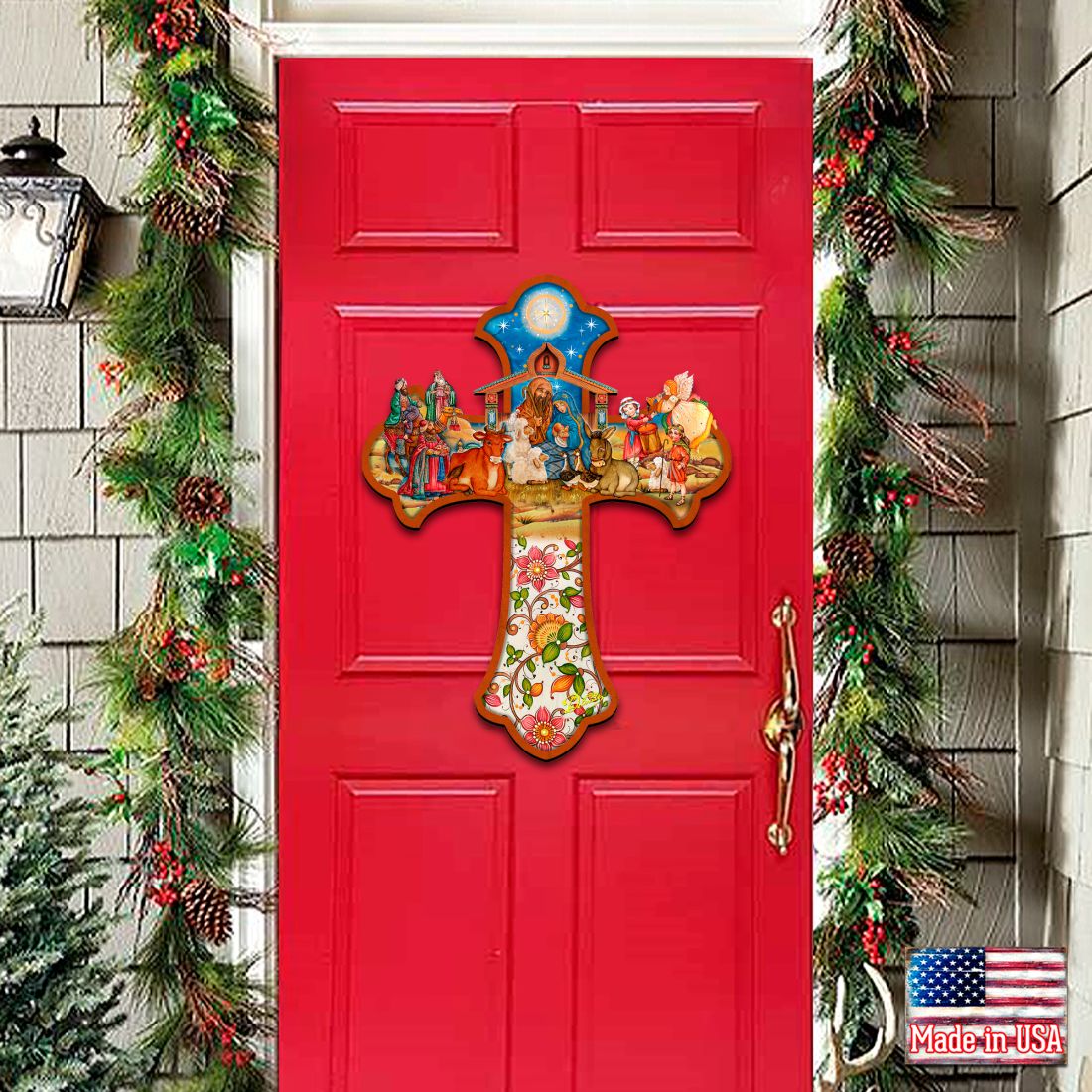 Nativity Cross Nativity Door Decor by G. DeBrekht - Nativity Holiday Decor - 8191164H