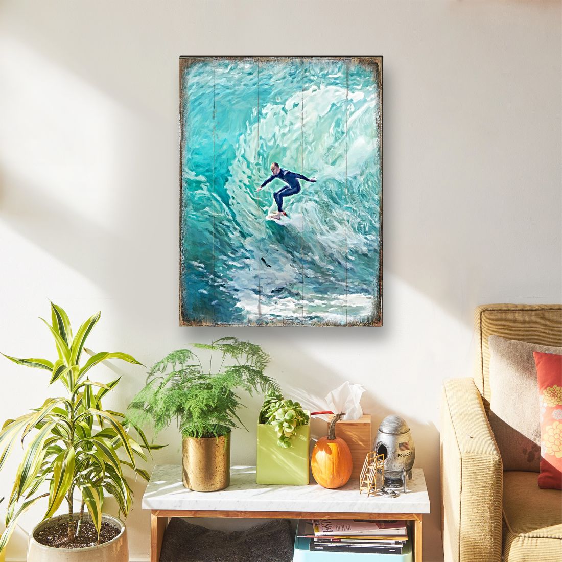 Sophronia Surfer Wooden Coastal Wall Art by Nature Wonders - Coastal Sea-Life Decor - 95227B