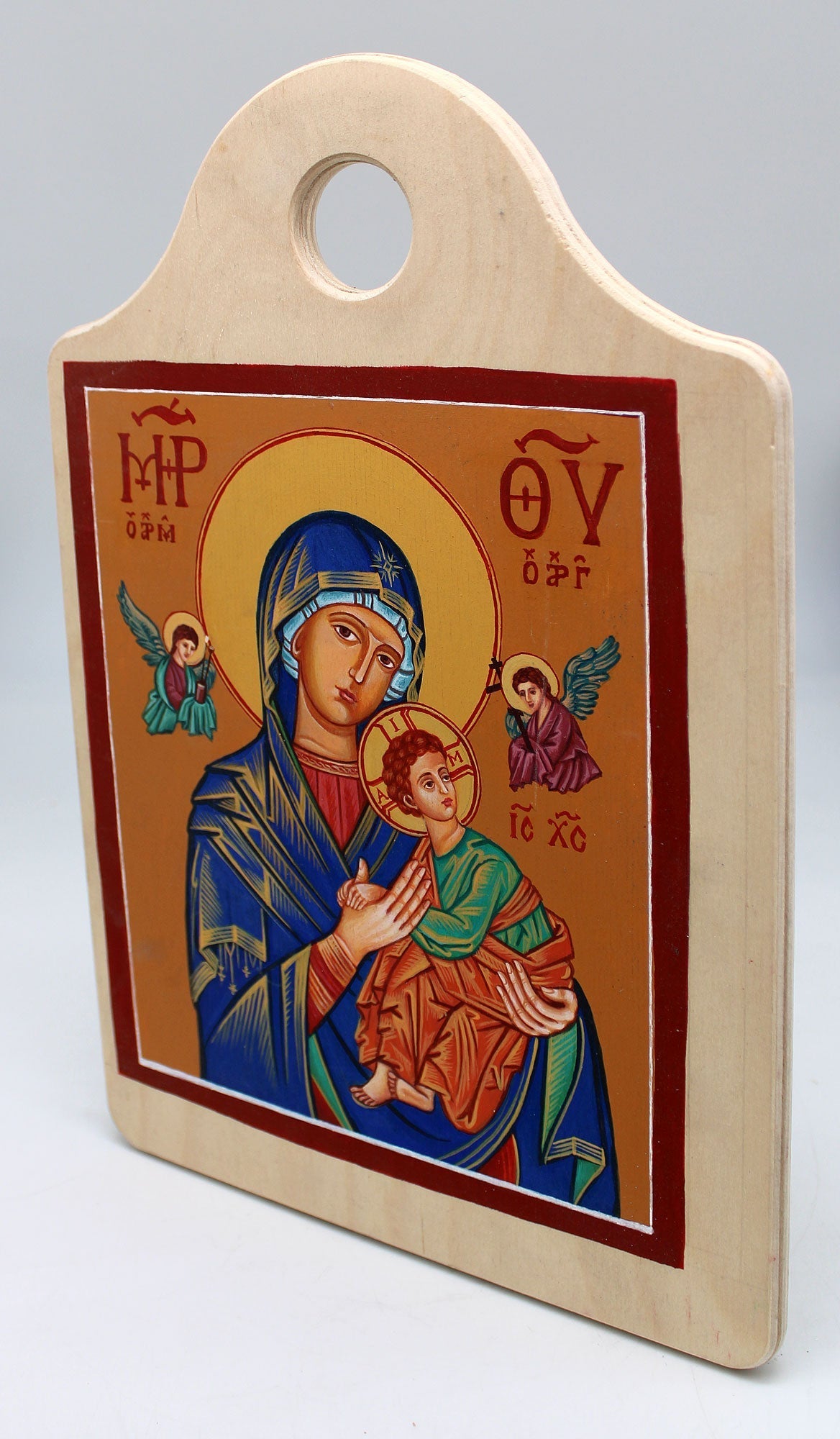 Virgin Mary Directress - Original One-of-a-Kind Orthodox Icon Handpainted on Wood 12 x 8" , Signed by G. DeBrekht with Certificate