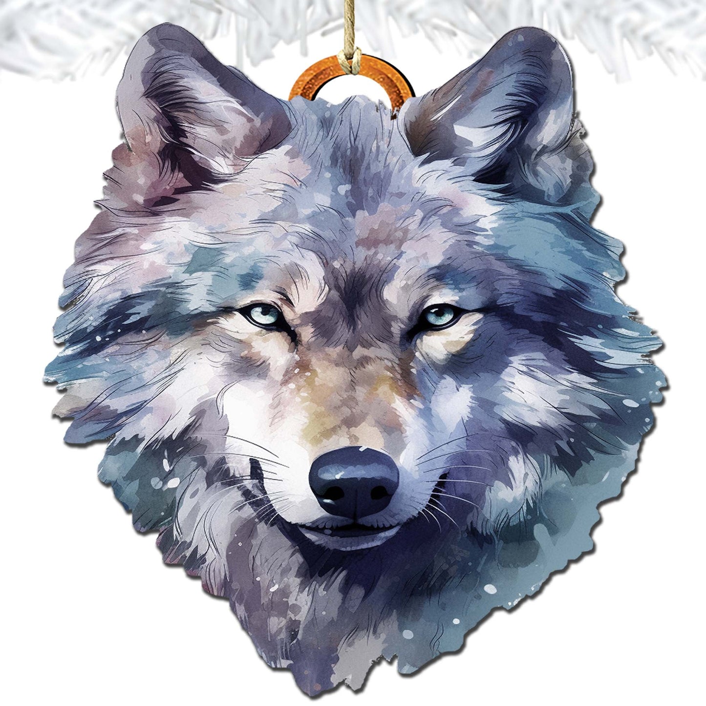 Alaskan Wolf Face Wooden Ornaments by G.Debrekht - Wildlife Holiday Decor - 8710125-1