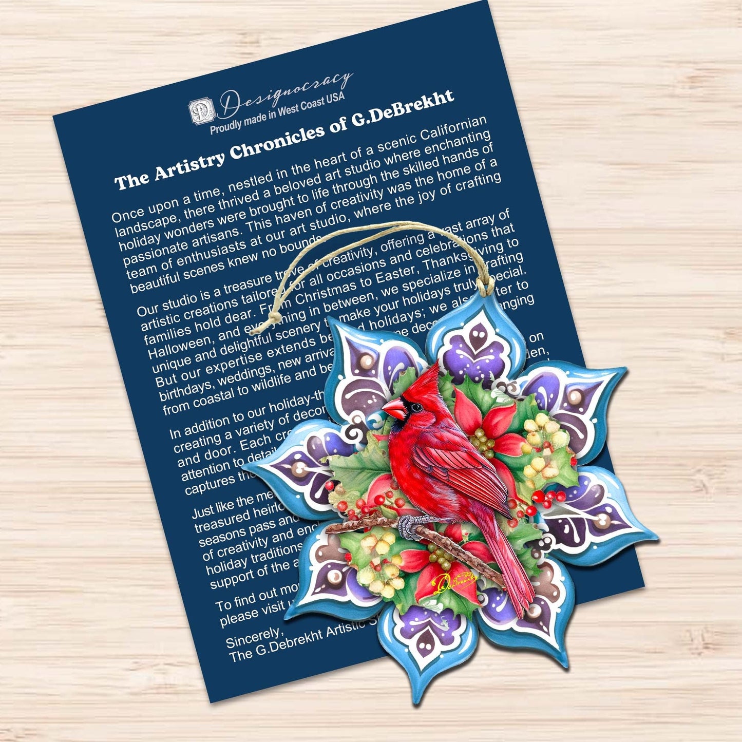 Forest Birds Snowflake Wooden Ornaments Set of 3 by G. Debrekht - Christmas Decor - 8090144-S3