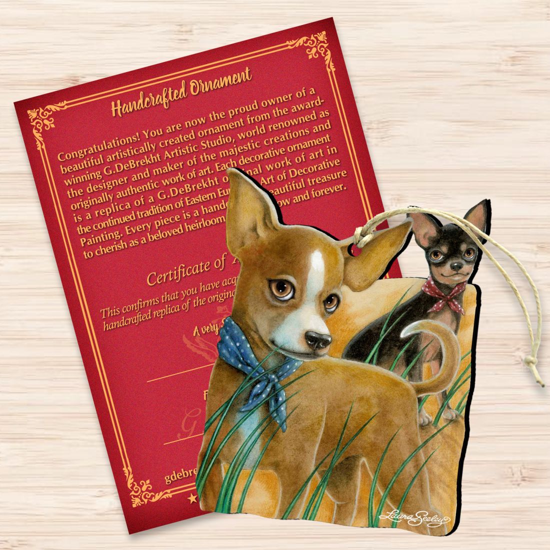 The Couple Dogs Wooden Ornaments by Laura Seeley - Pets Dog and Cats Decor - 8511021-LS