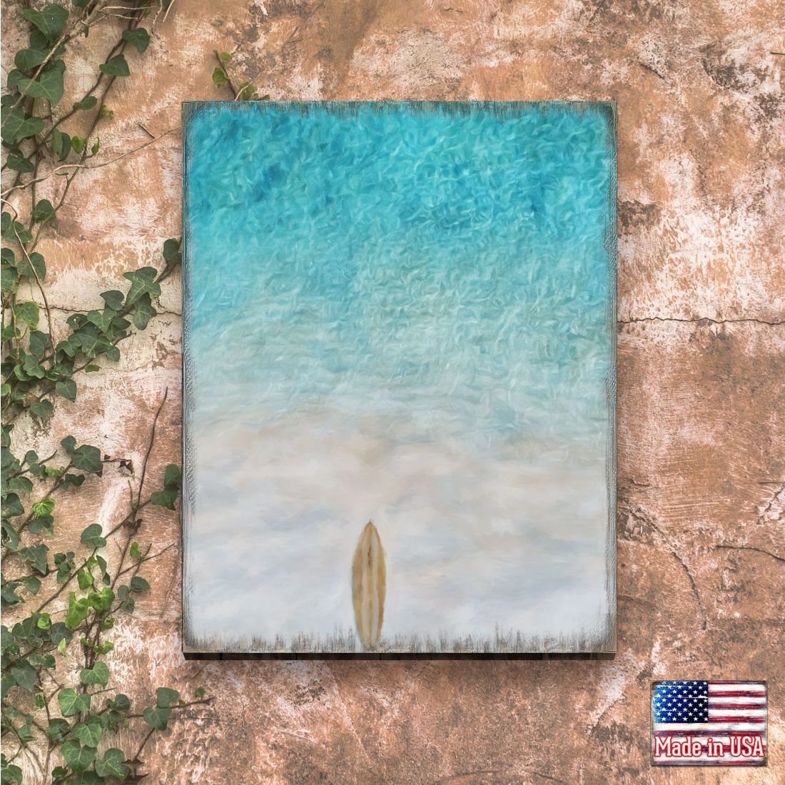 Surfboard Wooden Coastal Wall Art by Nature Wonders - Coastal Sea-Life Decor - 95394B