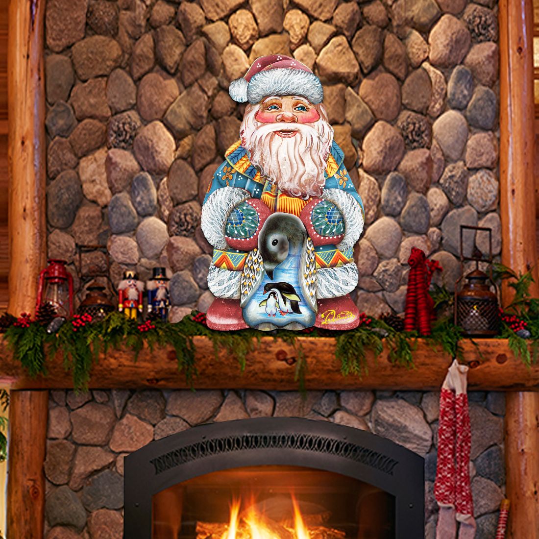 Penguin Santa Christmas Door Decor by G. DeBrekht - Christmas Santa Snowman Decor - 8118051H
