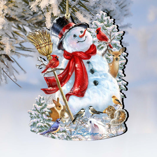 Old Worlds Snowman  Wooden Ornaments by Gelsinger - Christmas Santa Snowman Decor - 8161026-1624