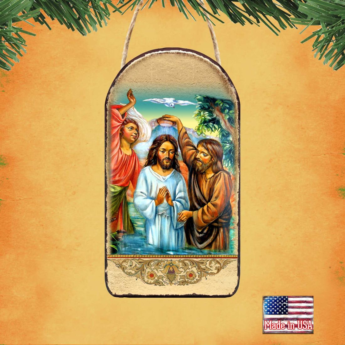 Christening Religious Christian Sacred Icon Ornament - Inspirational Icon Decor - 87043