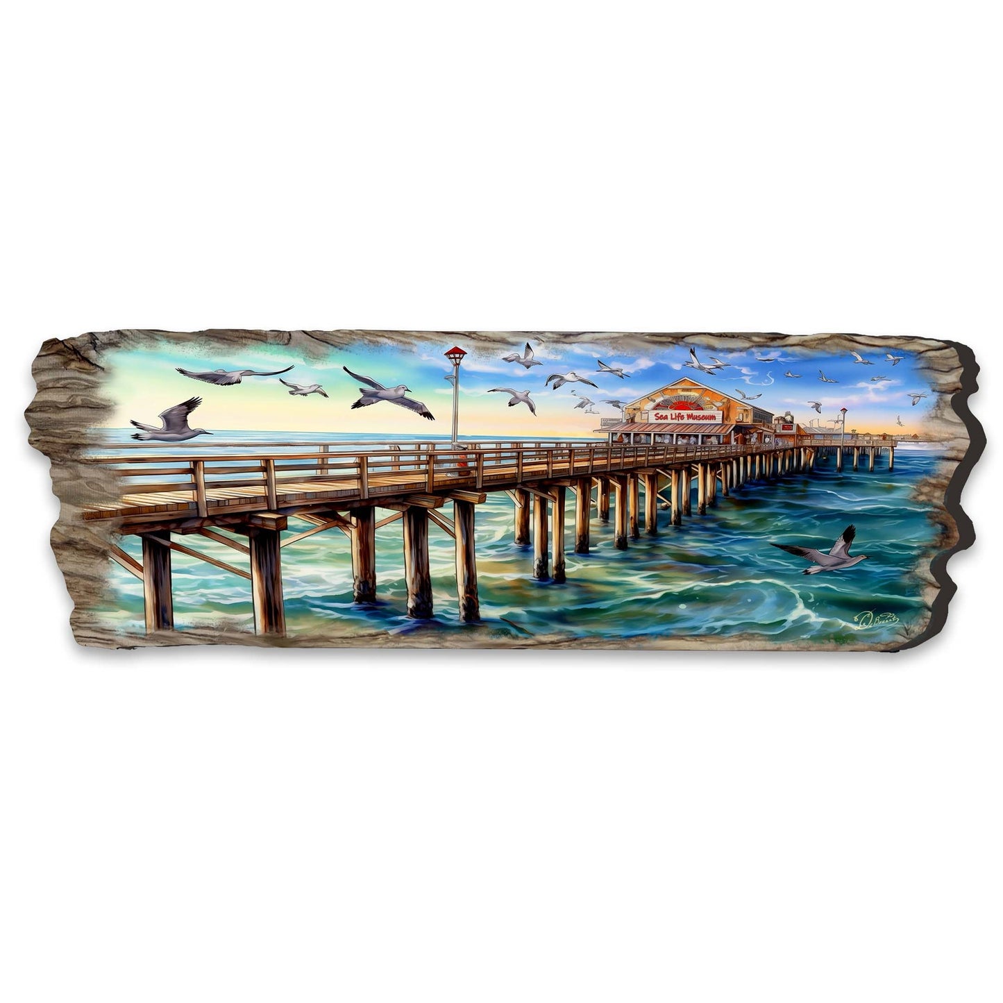 Pier Panorama Wooden Wall Art by G. DeBrekht Coastal Decor - 8491103W