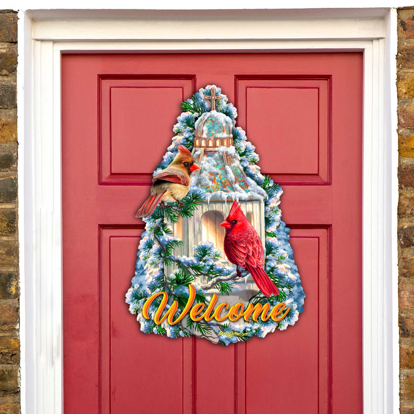Little Cardinal Chapel Holiday Door Decor by D. Gelsinger - Christmas Decor - 8652809H-DG