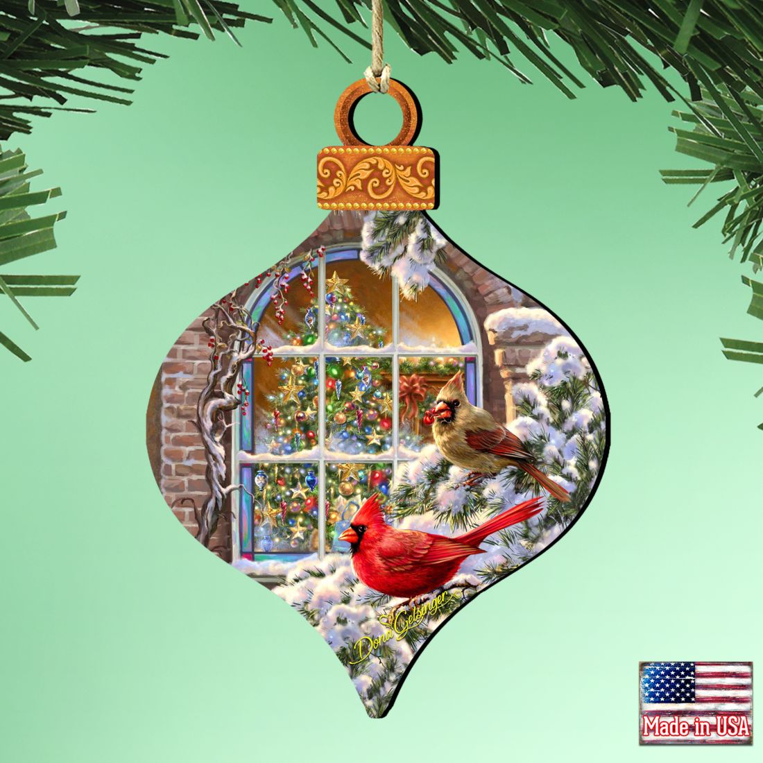 Winter House Cardinals Wooden Ornaments by Gelsinger - Christmas Decor - 8031110-1318