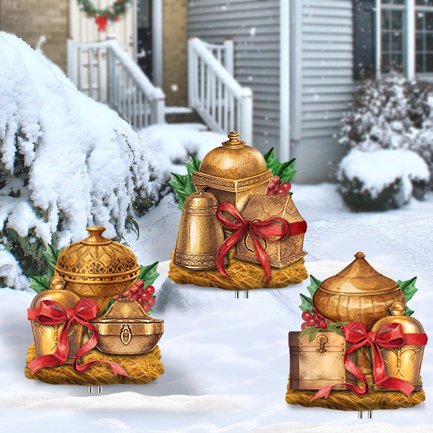 Holy Gifts Outdoor Garden Decor Set of 3 by G. Debrekht - Christmas Tree Outdoor Decor - 8191500-2M3