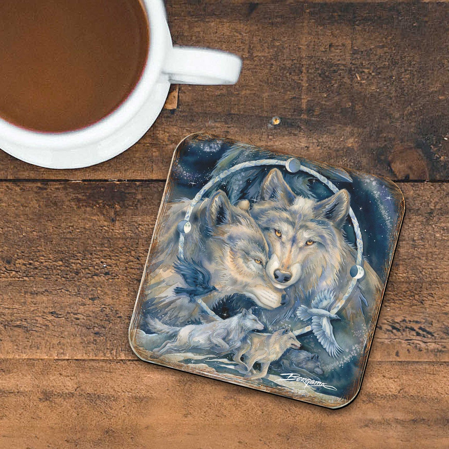In Spirit I am Free Wooden Cork Coasters Gift Set of 4 by J. Bergsma - Wildlife Decor  - 8199471C-S4