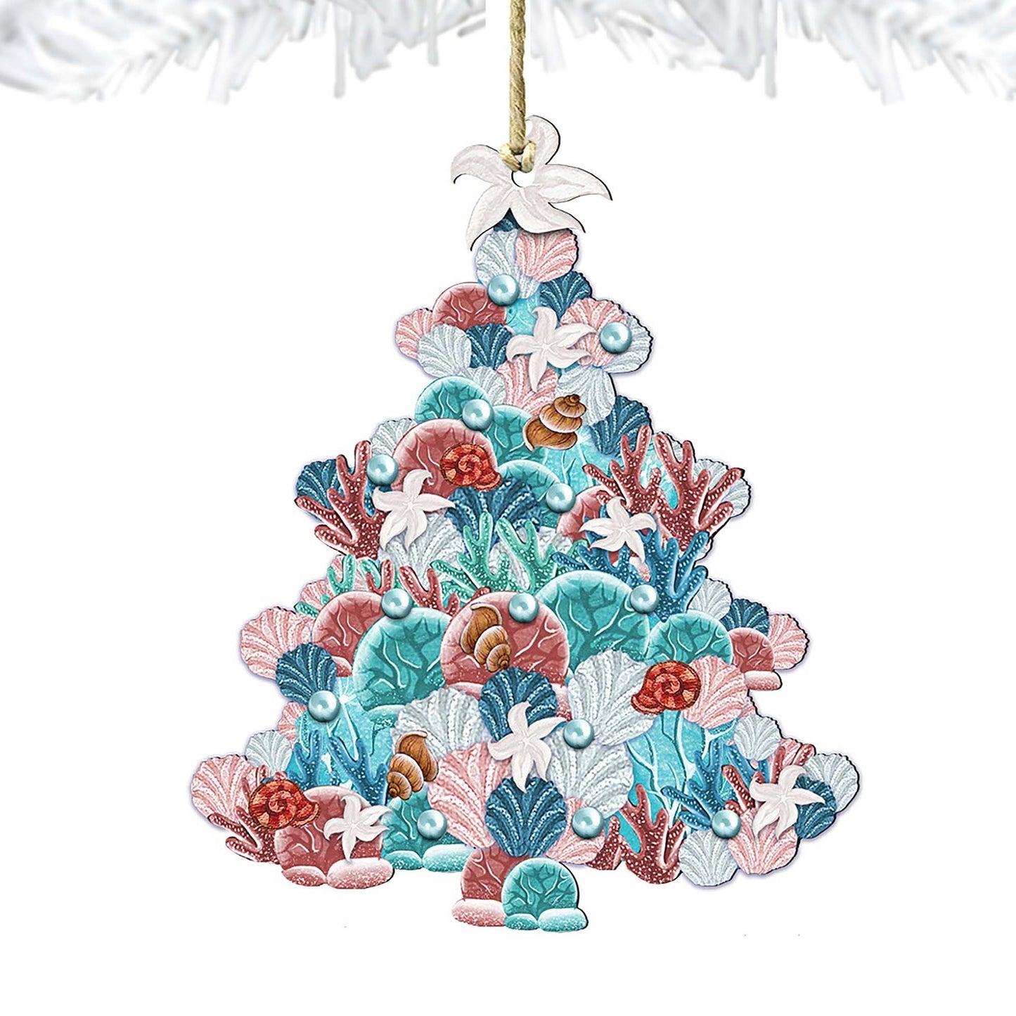 Coastal Tree Wooden Ornaments by G. DeBrekht - Coastal Holiday Decor - 8193149