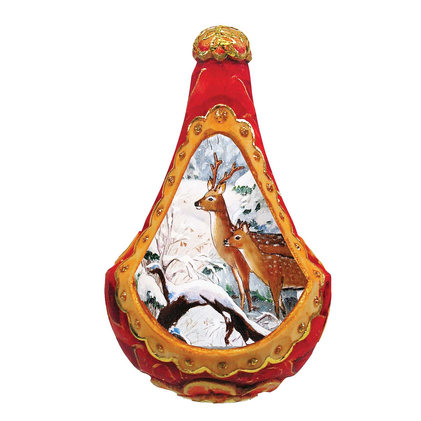 Santa on Sleigh Sculpted Hand-Painted Christmas Ornament by G. DeBrekht - Christmas Santa Snowman Decor - 622514
