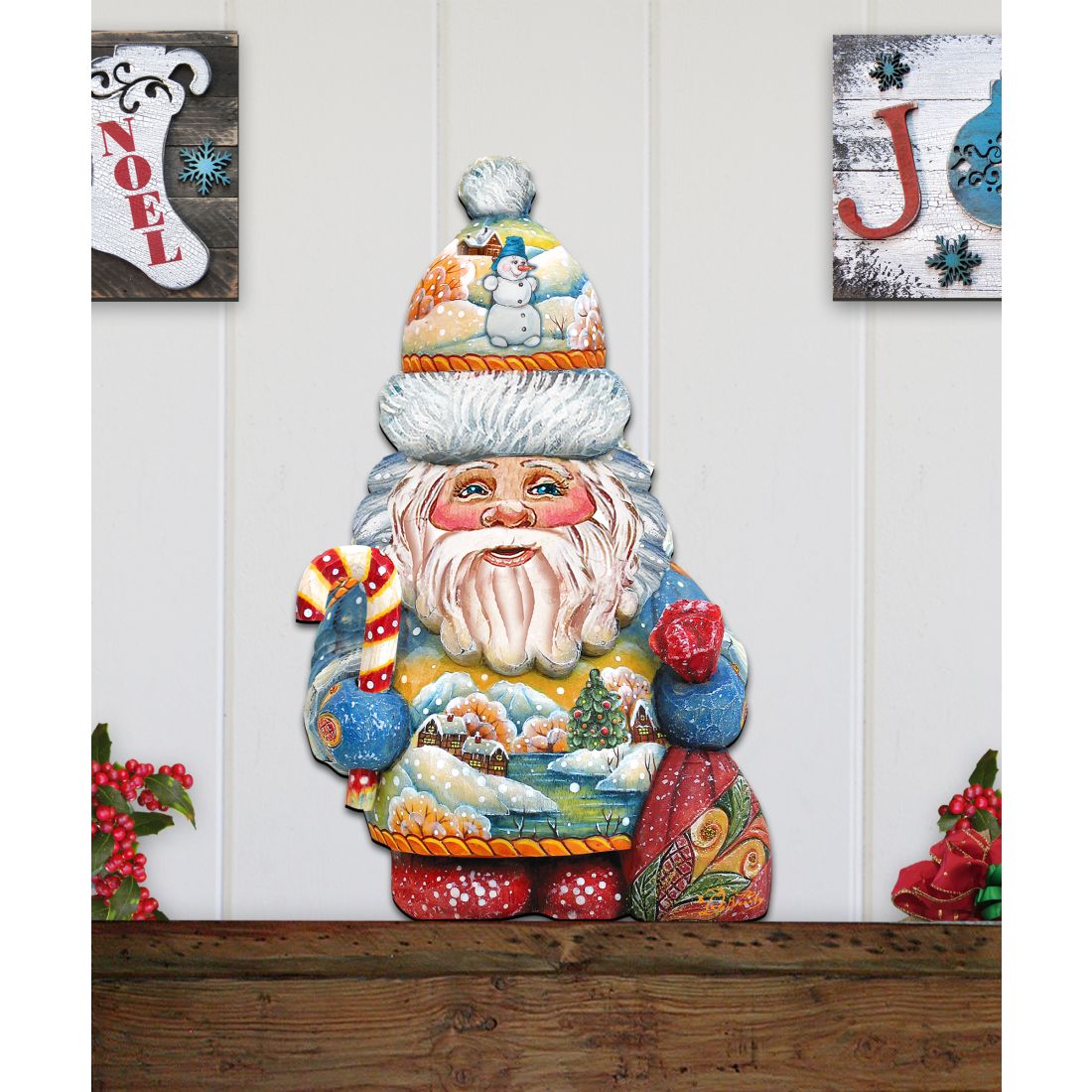 Whimsical Winter Wonders Santa Door Decor by G. DeBrekht - Christmas Santa Snowman Decor - 81519184H