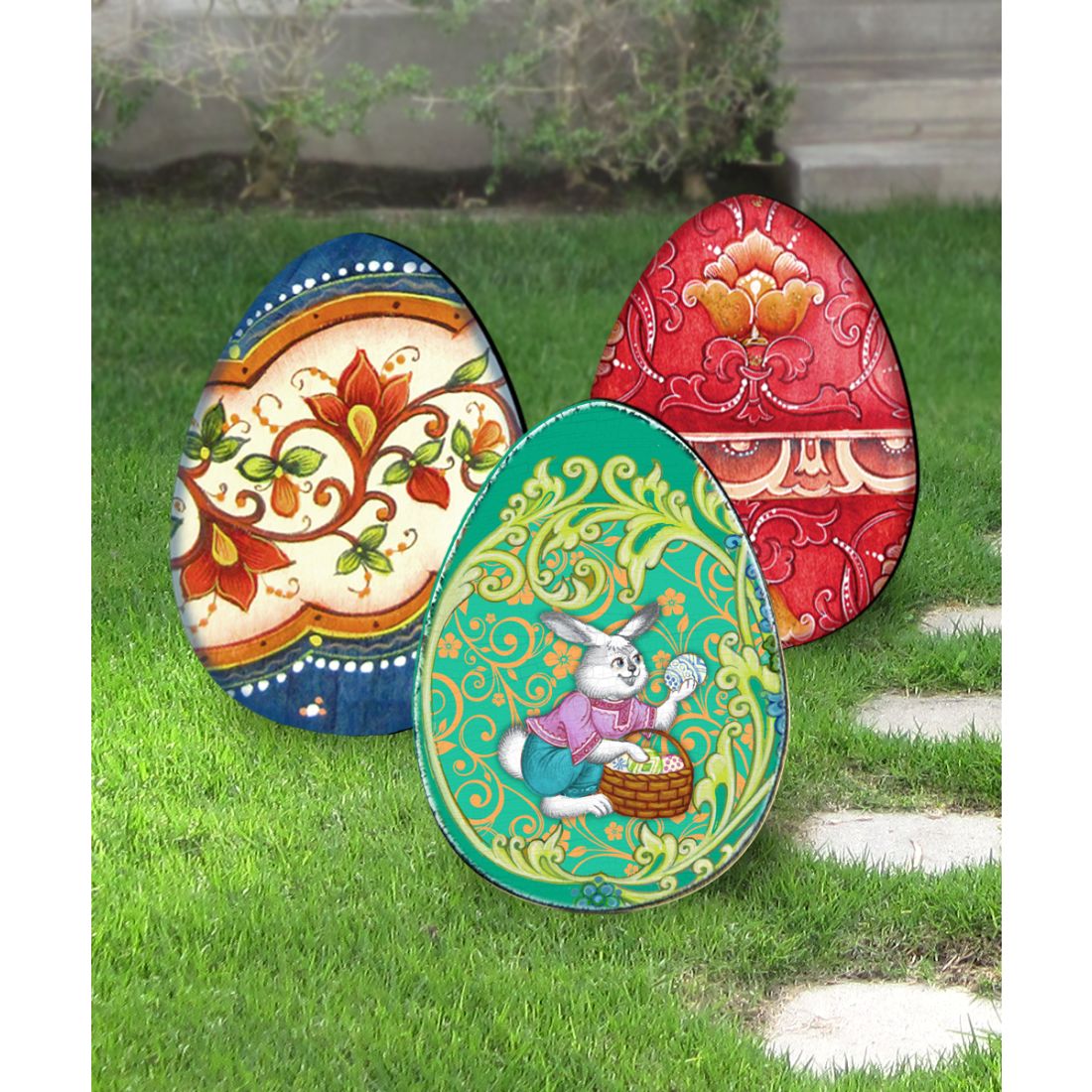 Easter Eggs Outdoor Garden Decor Set of 3 by G. DeBrekht - Easter Spring Decor - 8198712-4M-S3