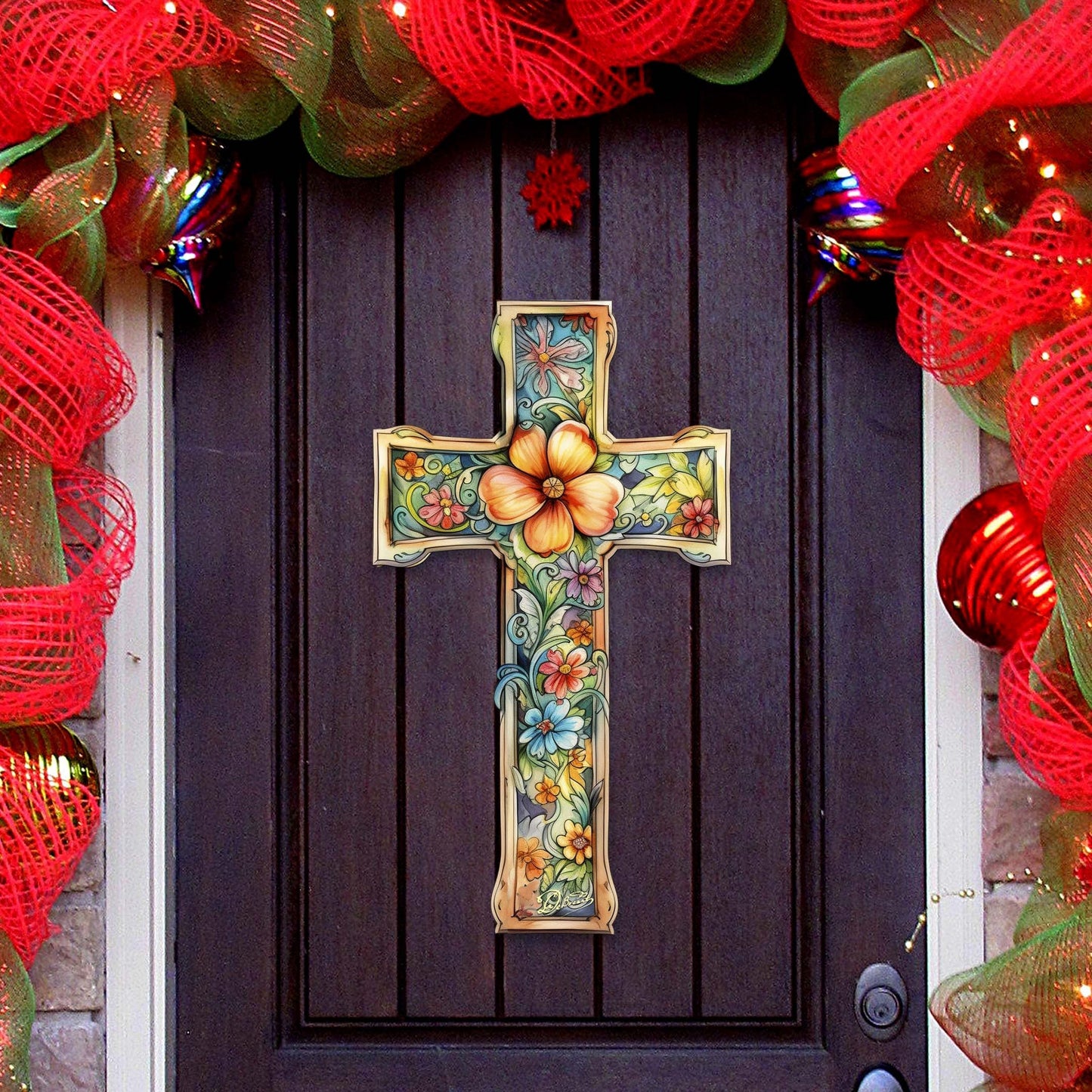 Blossom Cross Holiday Door Decor by G. Debrekht - Easter Spring Decor - 8688165H