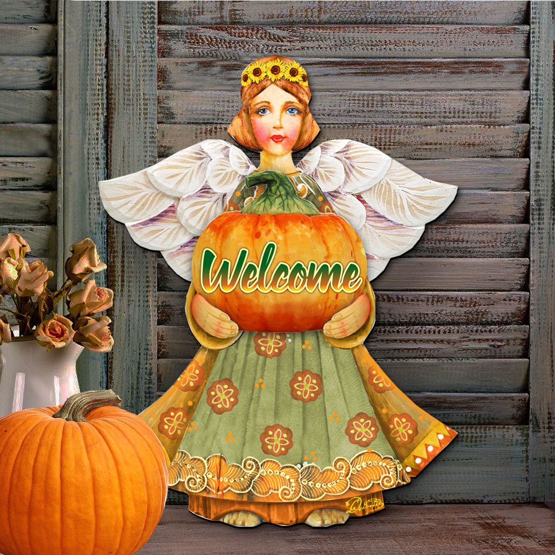 Welcome Fall Angel Halloween Door Decor by G. DeBrekht - Thanksgiving Halloween Decor - 8155232-2H