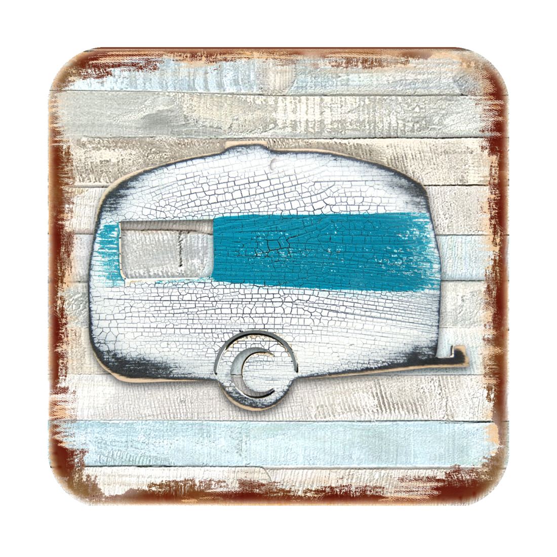 Woodsy Camper Wooden Cork Coasters Gift Set of 4 by Nature Wonders - Nature Wildlife Decor  - 8198431-9C-S4