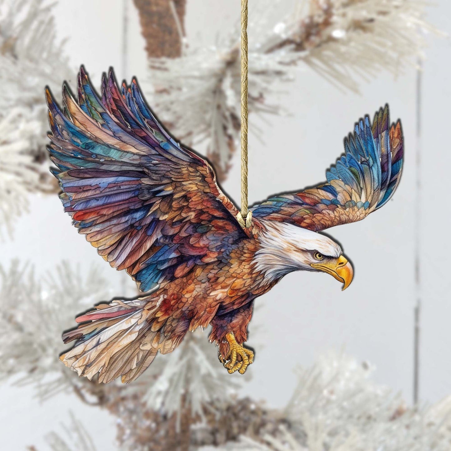 Flying Bald Eagle Wooden Ornaments by G.Debrekht - Wildlife Holiday Decor - 8710101-3