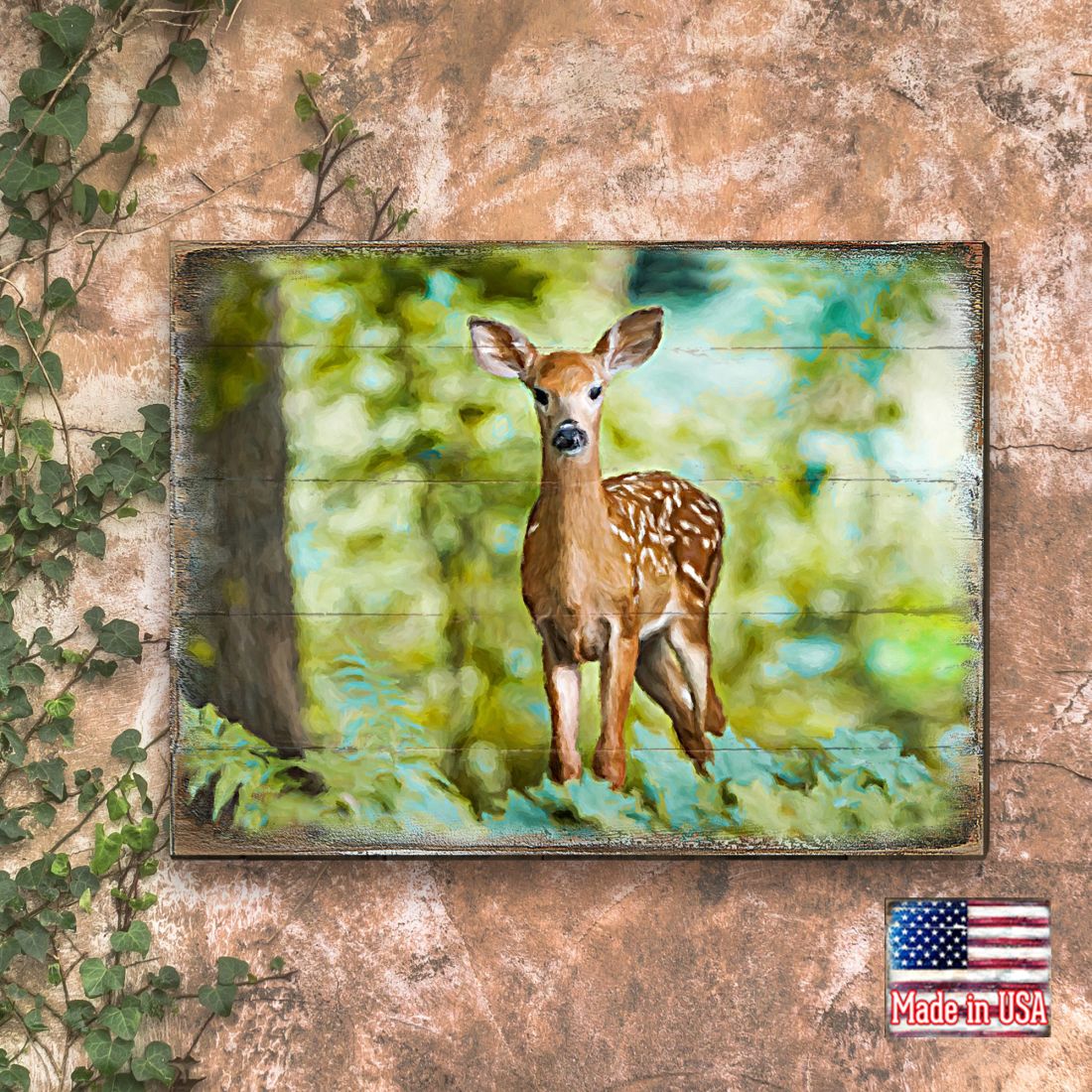 Forest Deer Art Wooden Wall Art by Nature Wonders - Nature Wildlife Decor  - 95290B