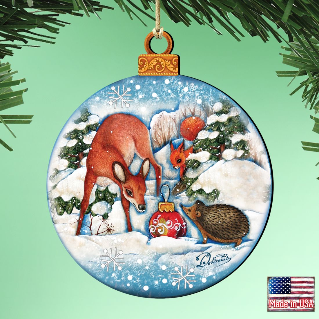 Forest Friends Ball Wooden Ornaments by G. DeBrekht - Wildlife Holiday Decor - 8173412