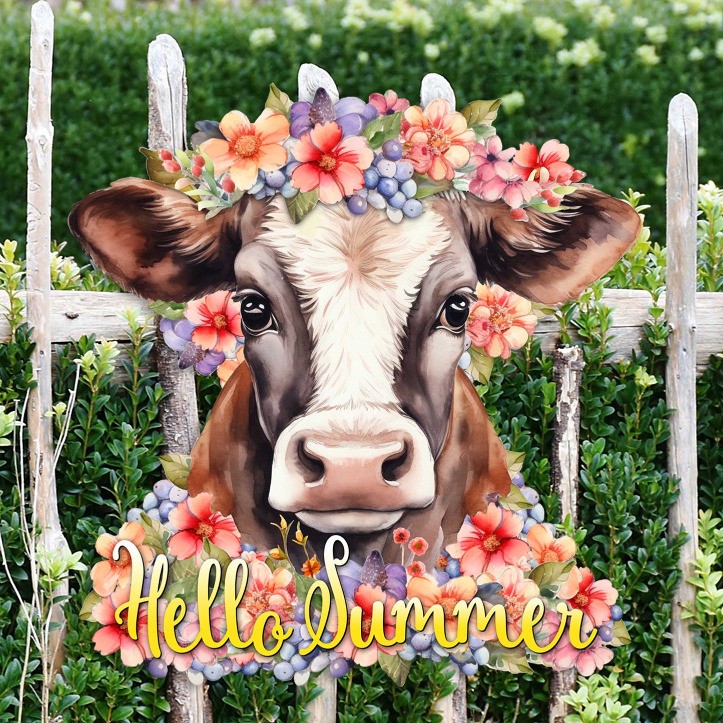 Front door welcome sign Hello Summer Front porch Summer wreath Main entrance banner Flowers Welcome sign - Wooden front porch decor - 933111H