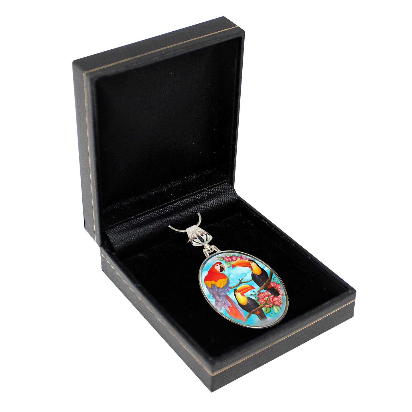 Toucan Silver Plated Mother of Pearl Jewelry Pendant Necklace - 44041