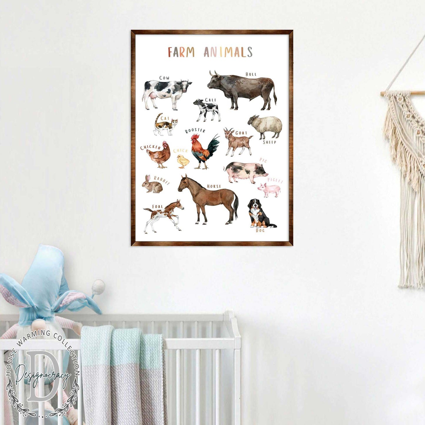 Farm Animals - Wooden Kids Room Decor - First day of school gift - ABC 123 Kids - Montessori Homeschool wooden poster I Educational Poster - Classroom Decor - 310215