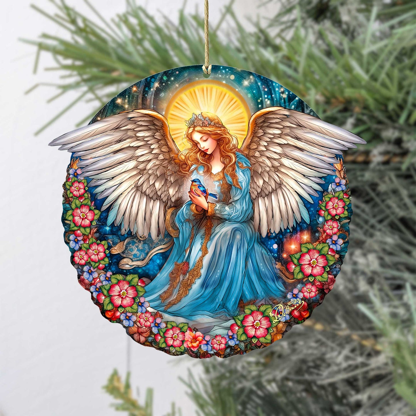 Guardian Angel of Serenity Holiday Wooden Ornaments by G. DeBrekht - Nativity Holiday Decor - 8652806