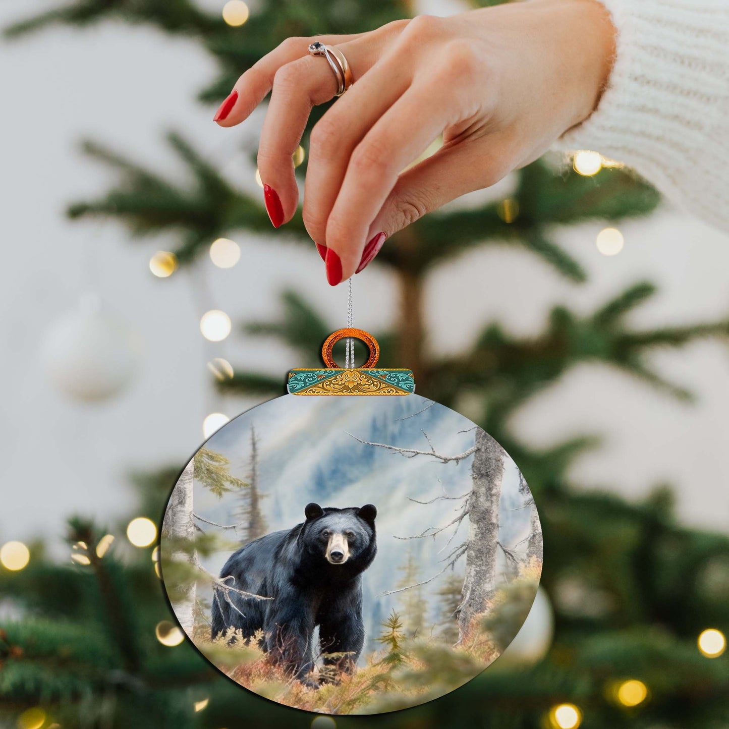 Alaskan Black Bear Journey Wooden Ornaments by G.Debrekht - Wildlife Holiday Decor - 870072