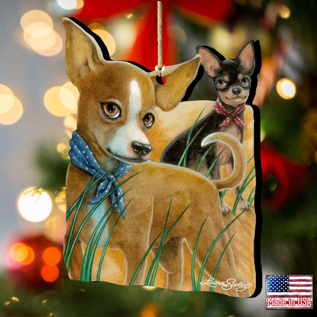 The Couple Dogs Wooden Ornaments by Laura Seeley - Pets Dog and Cats Decor - 8511021-LS