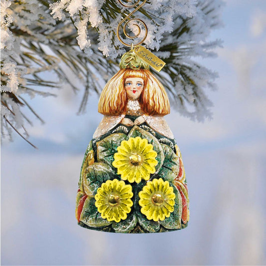Sunflower Girl Bell Sculpted Hand-Painted Christmas Ornament by G. DeBrekht - Love Family Kids Decor - 623111