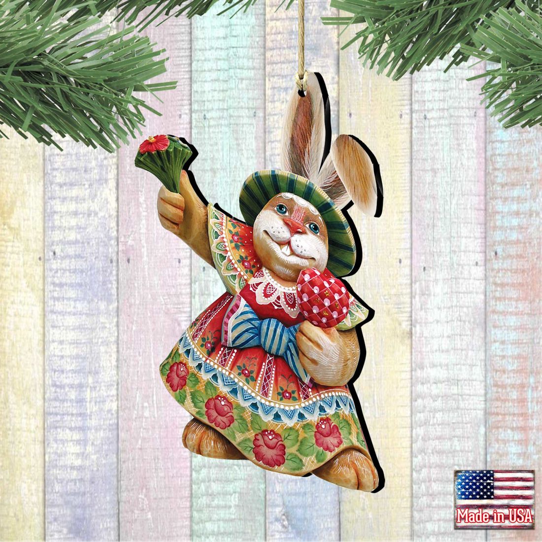 Mamie Bunny Wooden Ornaments Easter by G. DeBrekht - Easter Spring Decor - 8154421