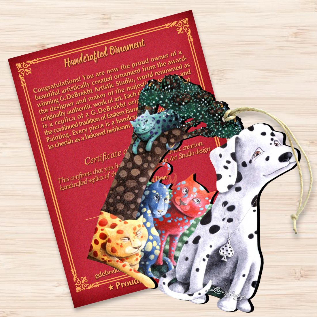 The World We Weave Wooden Ornaments by Laura Seeley - Pets Dog and Cats Decor - 8511013-LS