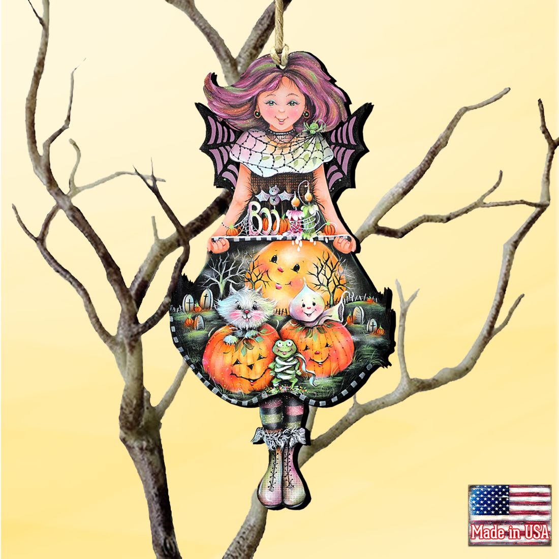 Halloween Fairy Wooden Ornaments by Jamie Mills-Price - Thanksgiving Halloween Decor - 8457412