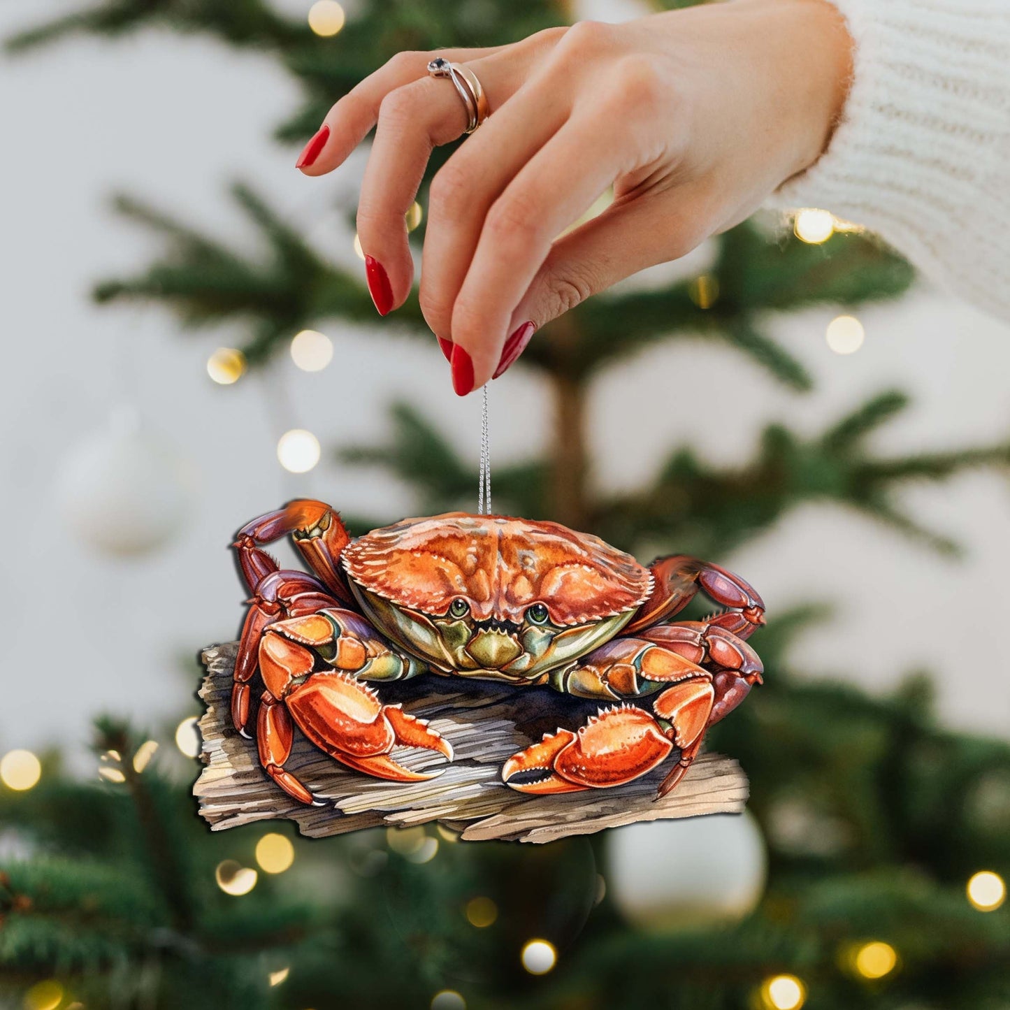 Alaskan Charming Crab Wooden Ornaments by G.Debrekht - Wildlife Holiday Decor - 8710121-2