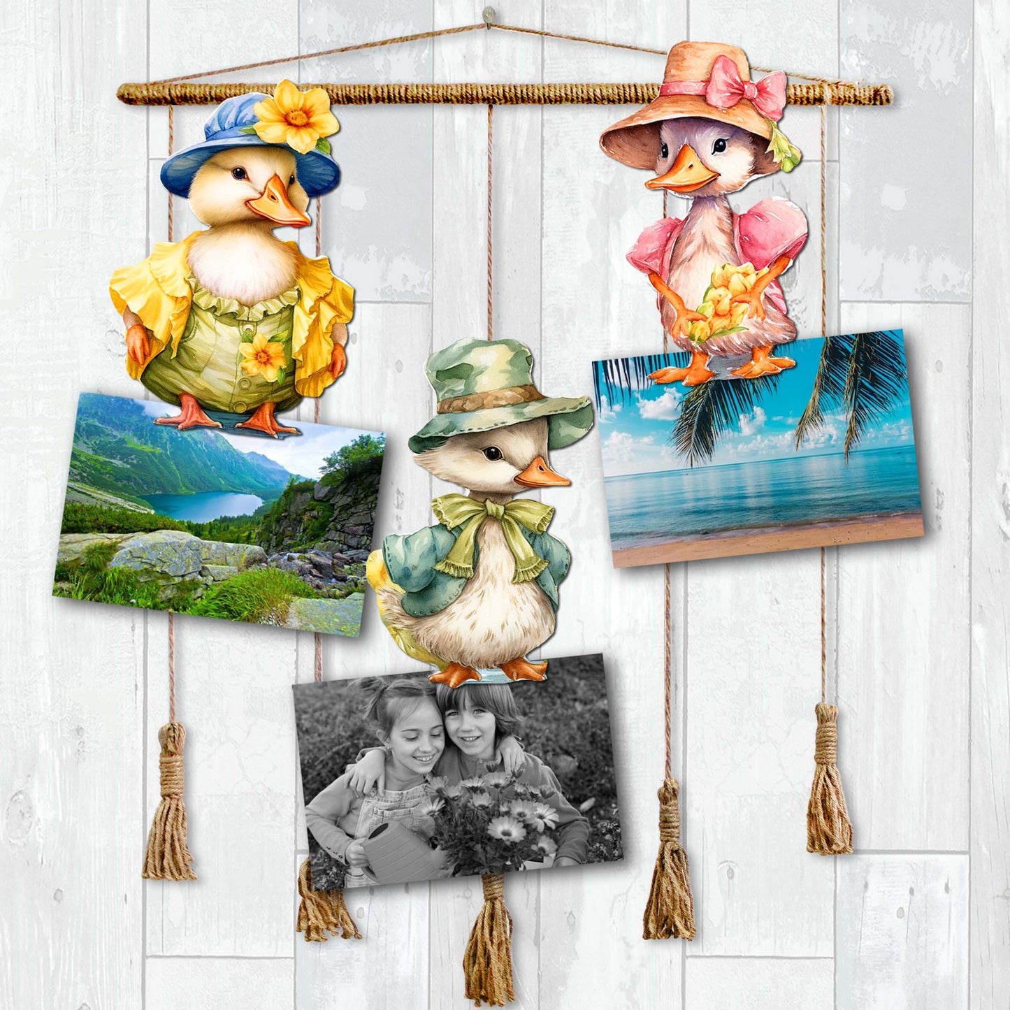 Easter Ducks Decorative Wooden Clip-on Ornaments Set of 3 by G. Debrekht - Easter Decor - 8091043C-S3
