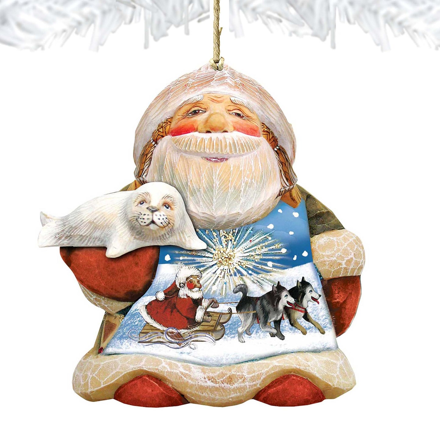 Northern Light Santa Wooden Ornaments by G. DeBrekht - Christmas Decor - 8151844